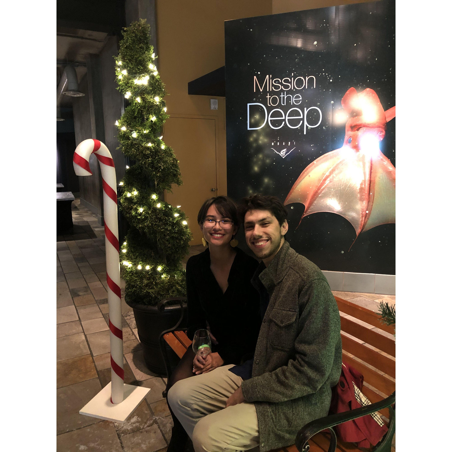 The only Christmas Member Night at the Aquarium we got to go to. This was 2019, the year we graduated and the year we were both staff at the Monterey Bay Aquarium.
