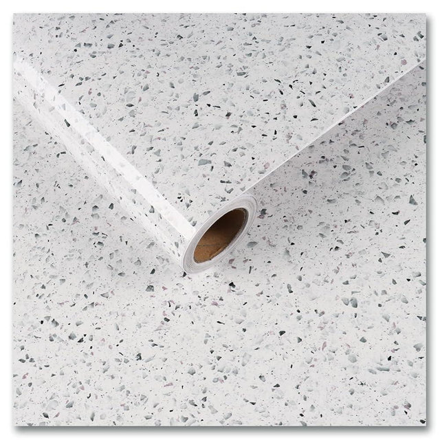 CRE8TIVE Large Size 36"x118" White Granite Contact Paper for Countertops Granite Peel and Stick Wallpaper Removable Self Adhesive Glossy Marble Countertop Contact Paper Waterproof for Bathroom Kitchen