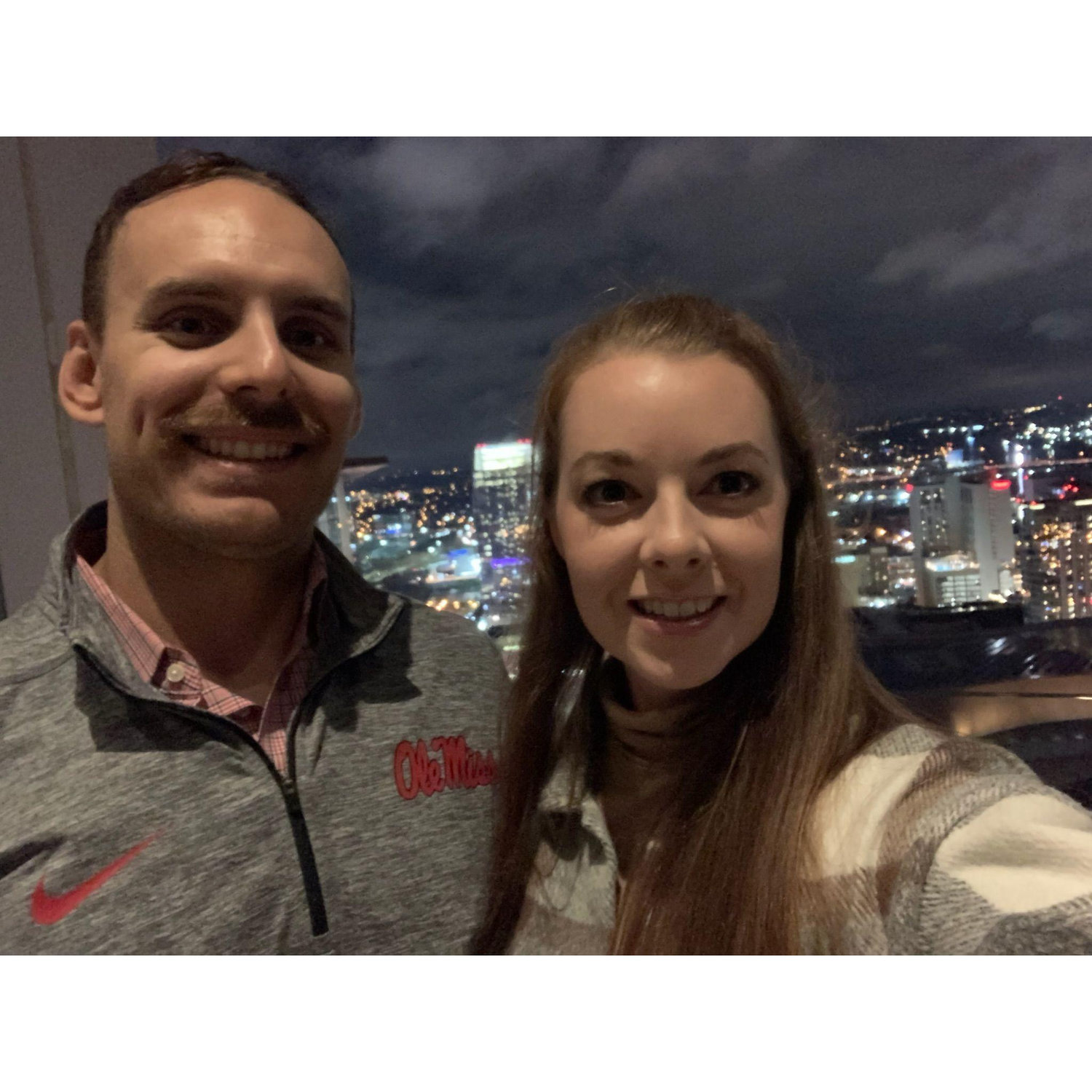 Our first visit to Nashville together, overlooking the city at Bourbon Steak, 2023