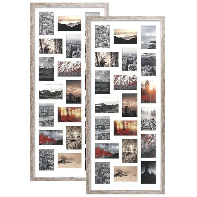 QUTREY 4x6 Collage Frames Set of 2, 20 Openings Multi Picture Frame with Mat for 4 by 6 inch Photos for Wall Decor, Rustic White