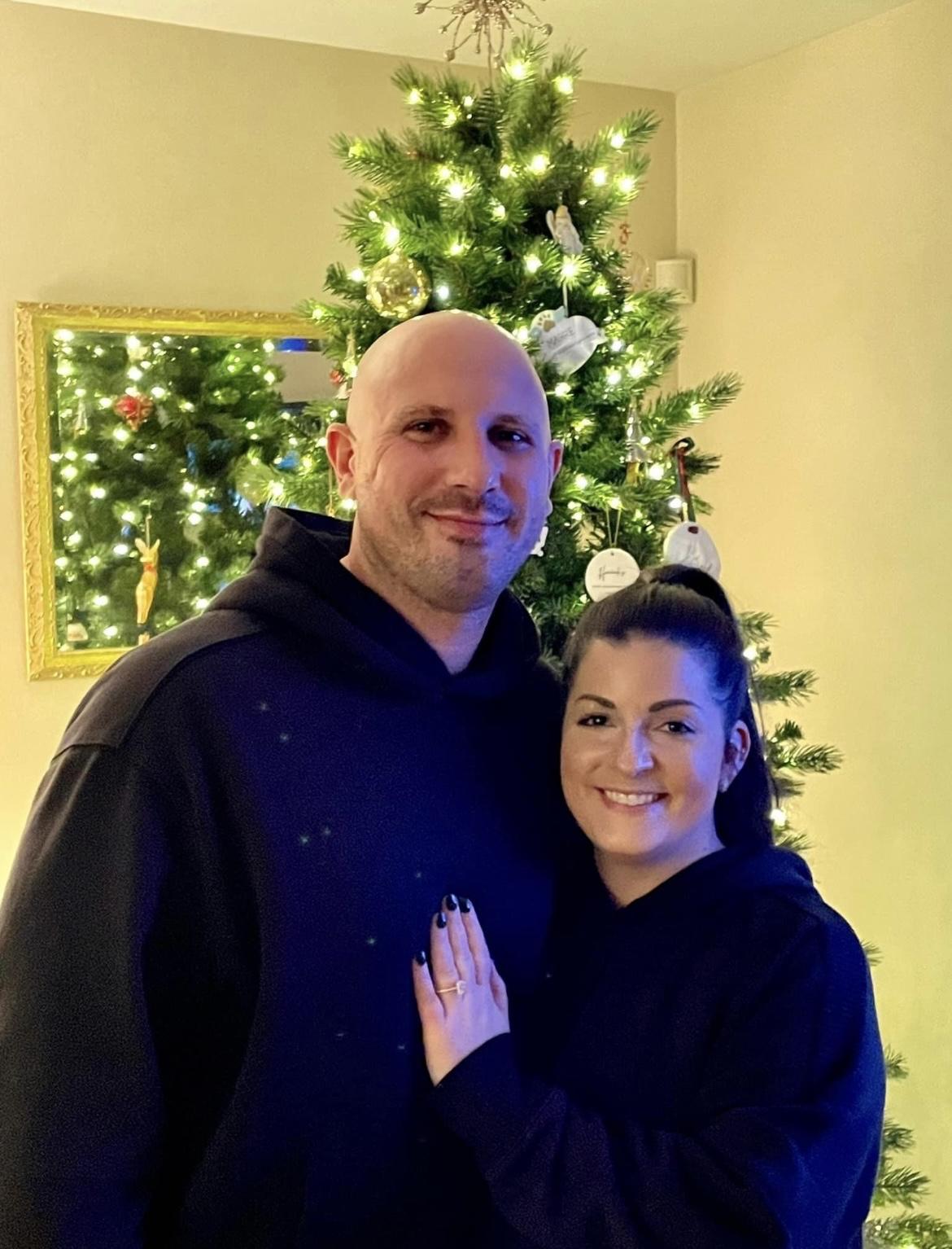 The night he proposed in our matching pajamas!