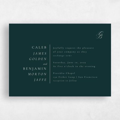 Dark Emerald, Green Wedding Invitation - Twila Landscape
