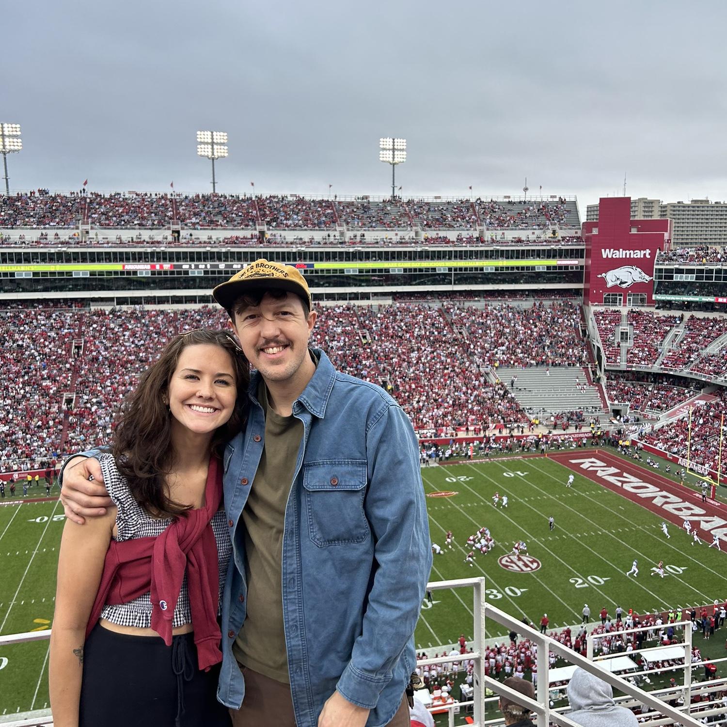 A Razorback game with my family! Nathan did not have a red shirt lol.