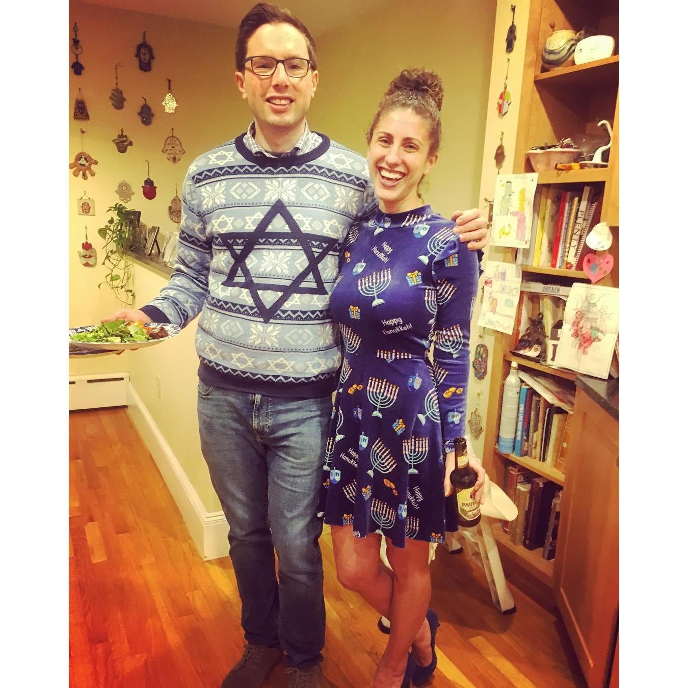 Best looking "Ugly Sweater" outfitted couple there ever was (and 1 of the first pics we ever took "together") - Chanukah 2017