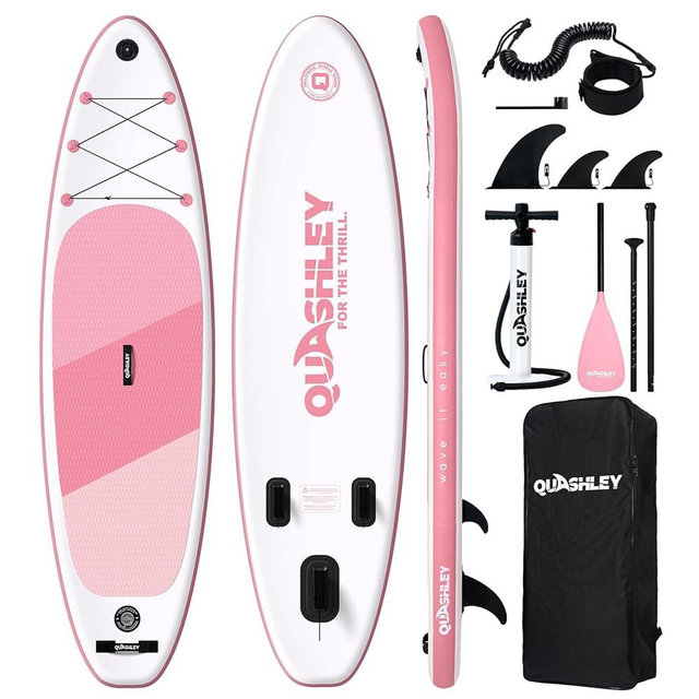 Quashley Inflatable Stand Up Paddle Board,Inflatable Paddleboards 32/34 Inch Wide,All Around SUP for Beginners with Lightweight Paddle,Hand Pump,Backpack,Leash,Durable & Portable iSUP Board