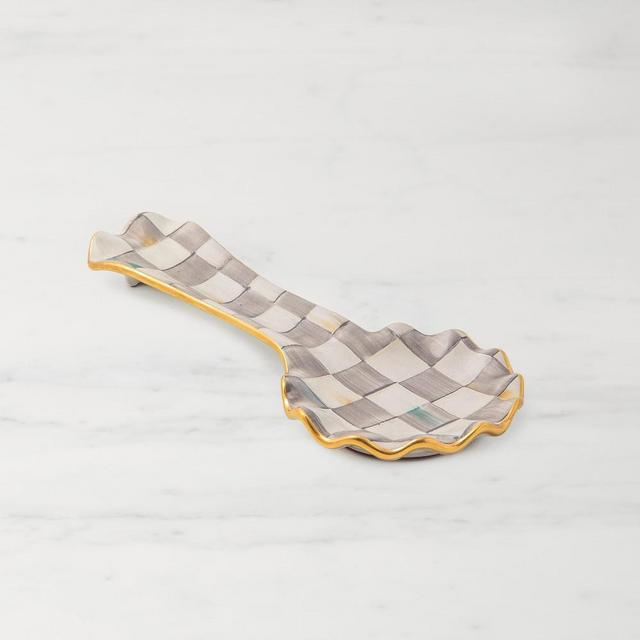 MacKenzie Childs Sterling Check Ceramic Spoon Rest