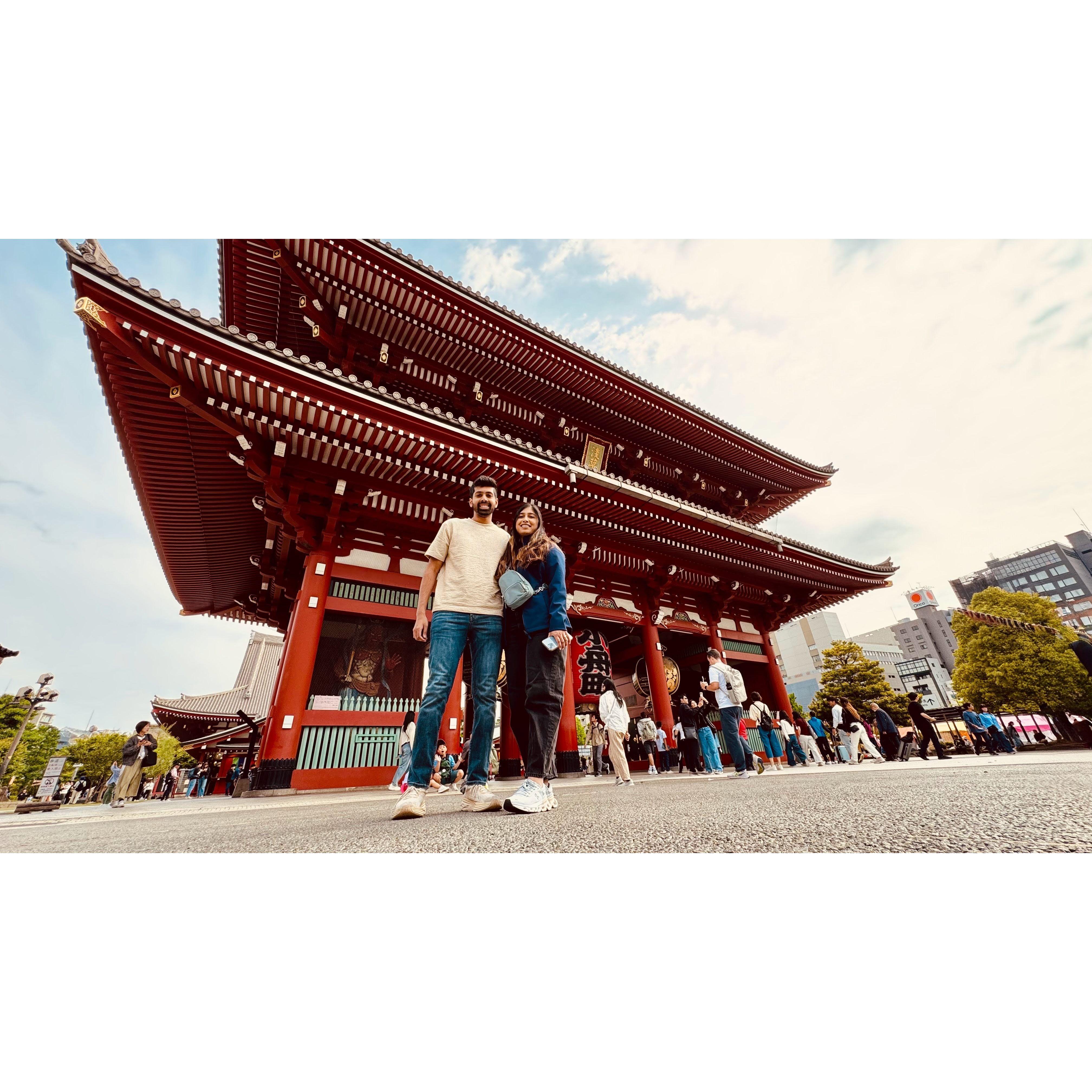 Exploring a temple in the Asakusa district in Japan