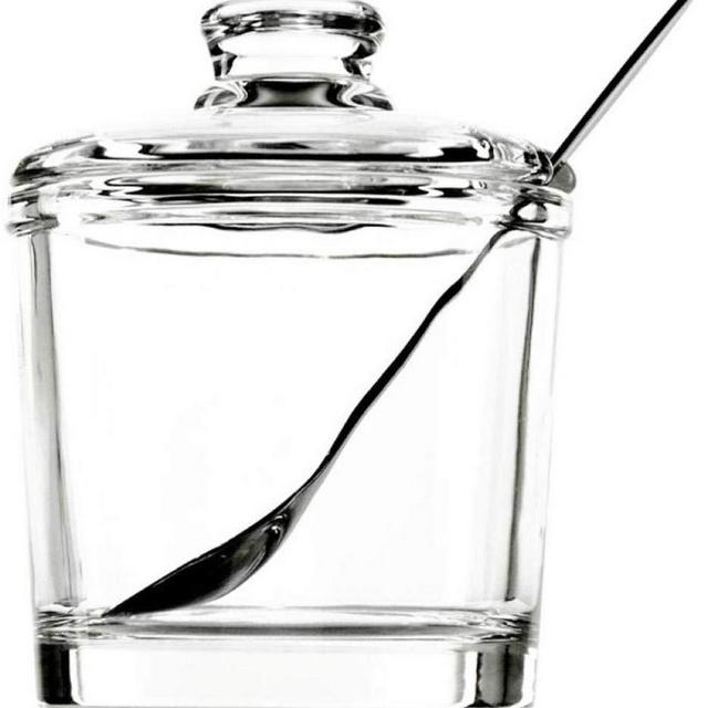 123Arts Lead Free Glass Sugar Bowl Spice Jar Seasoning Pots with Lid Spoon