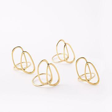 Jewelry Napkin Rings, Gold, Set of 4