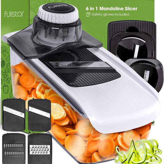 Fullstar Mandoline Slicer Spiralizer Vegetable Slicer - Cheese Slicer Food Slicer 6-in-1 Vegetable Spiralizer Potato Slicer Zoodle Maker BPA-Free Veggie Spiralizer Slicers for Fruits and Vegetables
