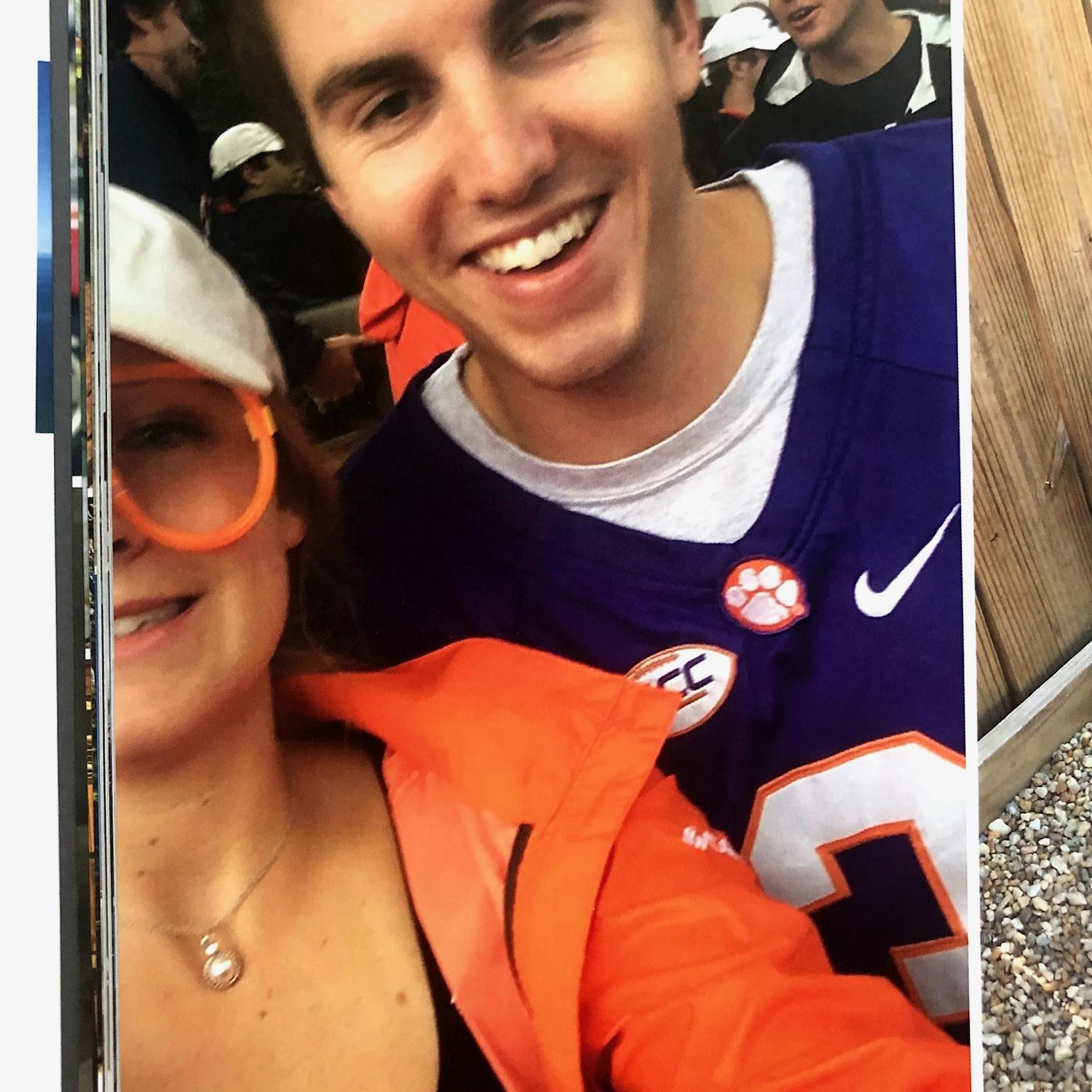 This was taken in 2018 (a year before we started dating). Kristi texted this picture to her mom from a tailgate, & it ended up in the Snow family photo album, only to be found after we started dating!