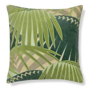 Rousseau Velvet Applique Pillow Cover, 20" X 20", Green