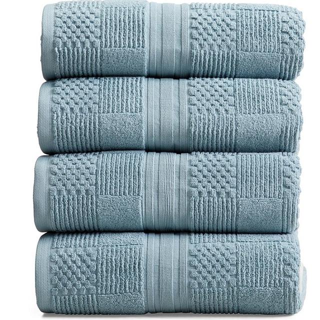 Springtree Home 100% Cotton Bath Towel Set of 4 | Geometric Textured Design | Super Soft & Absorbent with Quick-Dry Fibers | 4 Bath Towels | Oeko-TEX® Standard 100 Cotton | Myla Collection