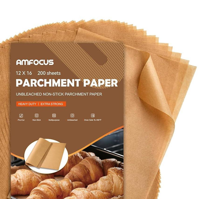 200 Pcs Parchment Paper Sheets, Unbleached Baking Parchment Sheets for Baking, 12x16 Inch Non-Stick Pre-cut Baking Paper Liners for Oven, Airfryer, Steam - Fit for Half Sheet Pans