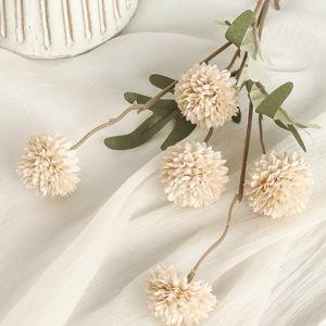 Floroom 6pcs Beige Faux Silk Mums Artificial Flowers, Bulk Fake Small Mini Chrysanthemums with Stems for DIY Champagne Wedding Centerpieces Floral Arrangements Vase Fillers Home Decorations