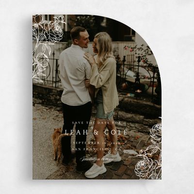 Beige Half arch Wedding Save the Date - Peonia Photo