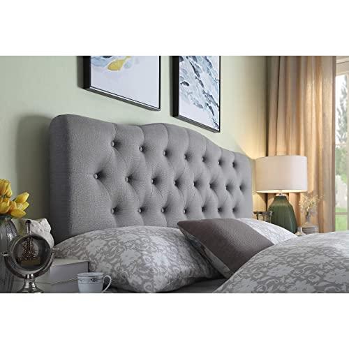 Rosevera Givanna Upholstered Panel Headboard, Queen, Grey