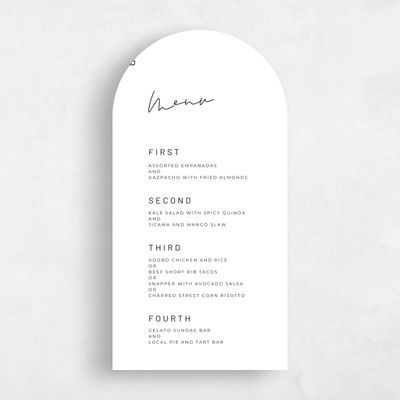 White Arch Wedding Menu - Garret