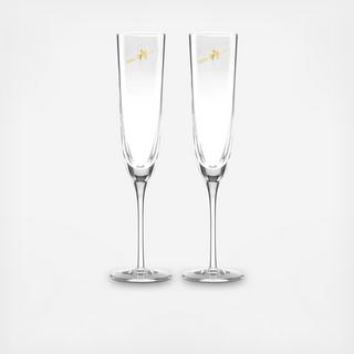 Two Hearts Toasting ChampagneFlute, Set of 2