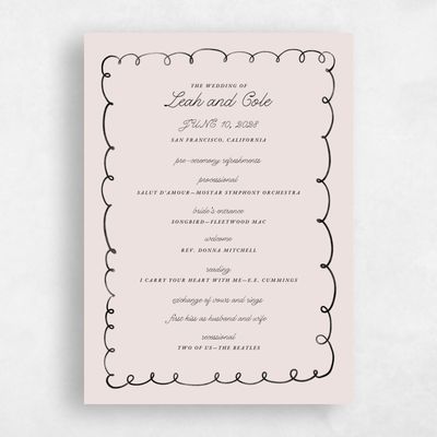 Light Mauve, Pink Wedding Program - Colmar