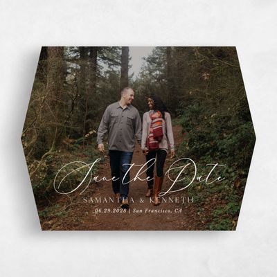 White Fall Wedding Save the Date - Mapleton Photo