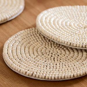 Wood Beaded Coaster Set of 4