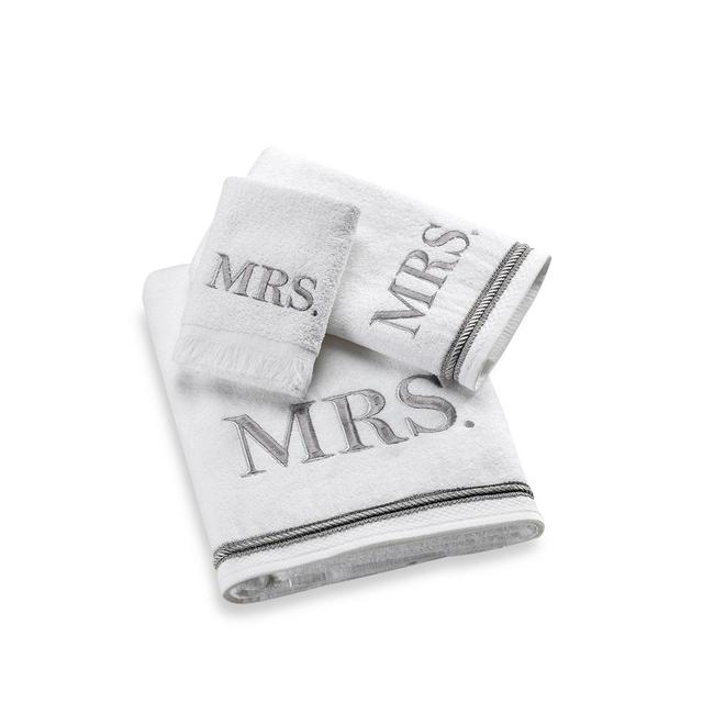 Avanti Silver Block Monogram "Mrs." Hand Towel