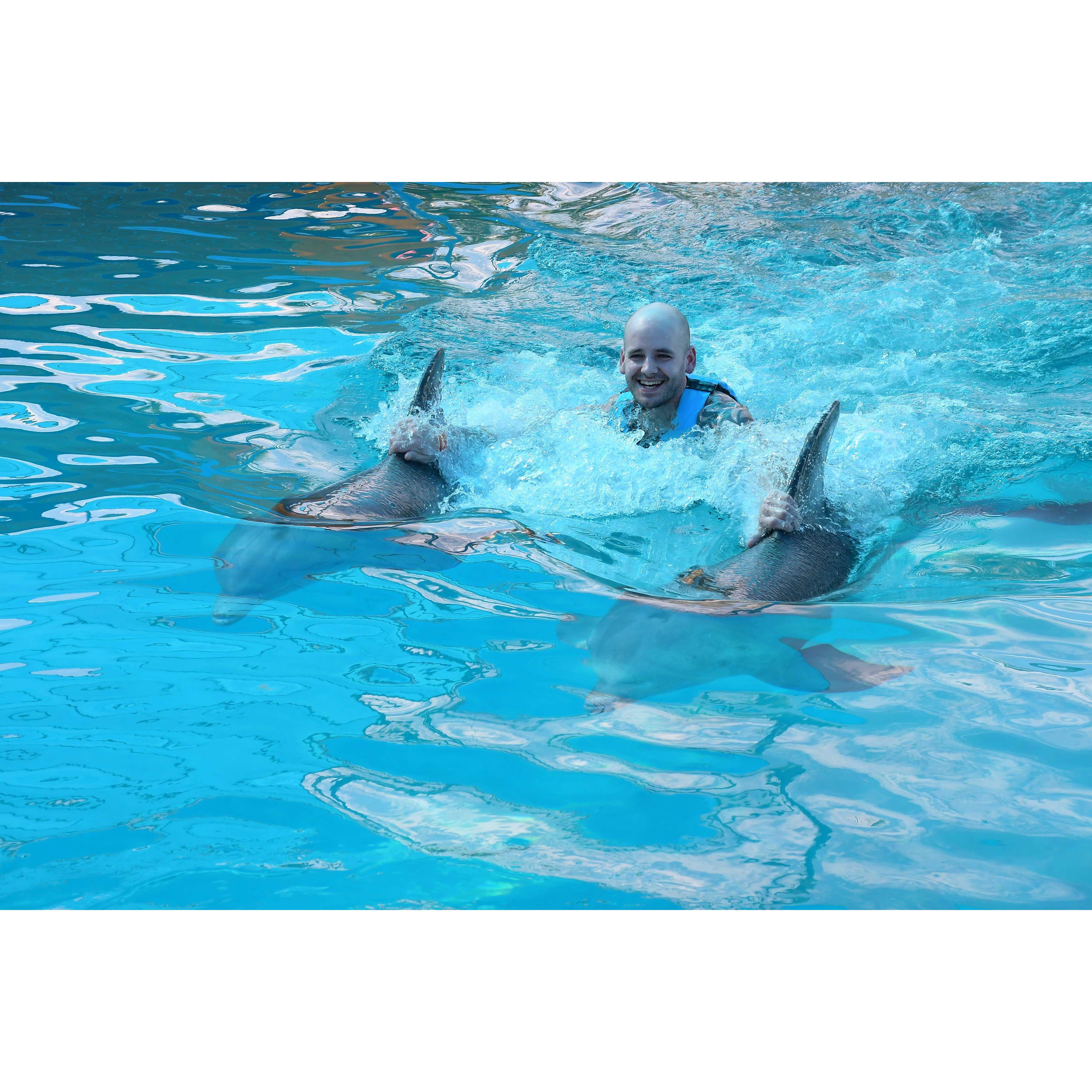 In Puerto Vallarta, we swam with dolphins