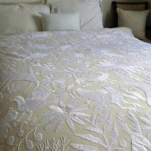White hand-embroidered Otomi quilt