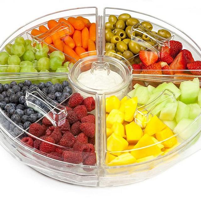 Chef's Star D'oeuvres Appetizer Server - Keeps Appetizers On Ice - Lids and Removable Dip Cup Included