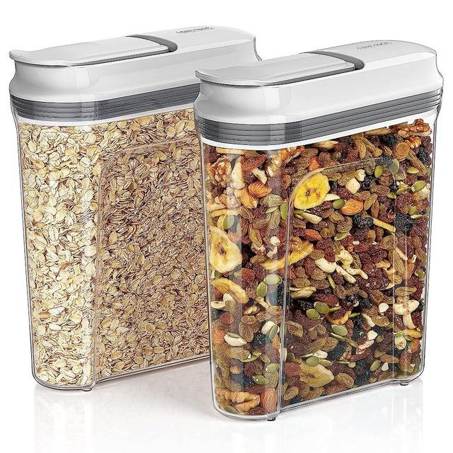 MR.SIGA 2 Pack Airtight Cereal Dispenser Set, Cereal Containers Storage Dispenser, BPA Free, 1.6 L / 54oz, Large, White