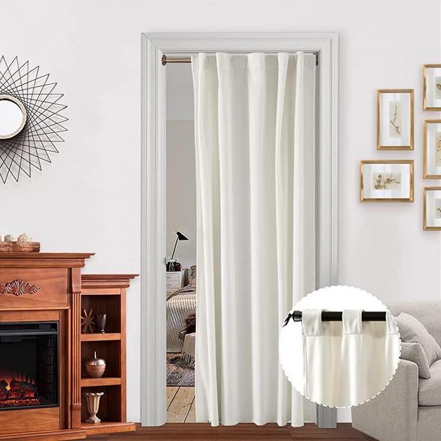 XTMYI Off White/Ivory Velvet Sliding Closet Door Curtain Without Door 48x80,Modern Elegant Light Blocking Solid Crushed Room Darkening Curtains for Bedroom 80 Inches Long 1 Panel Cream