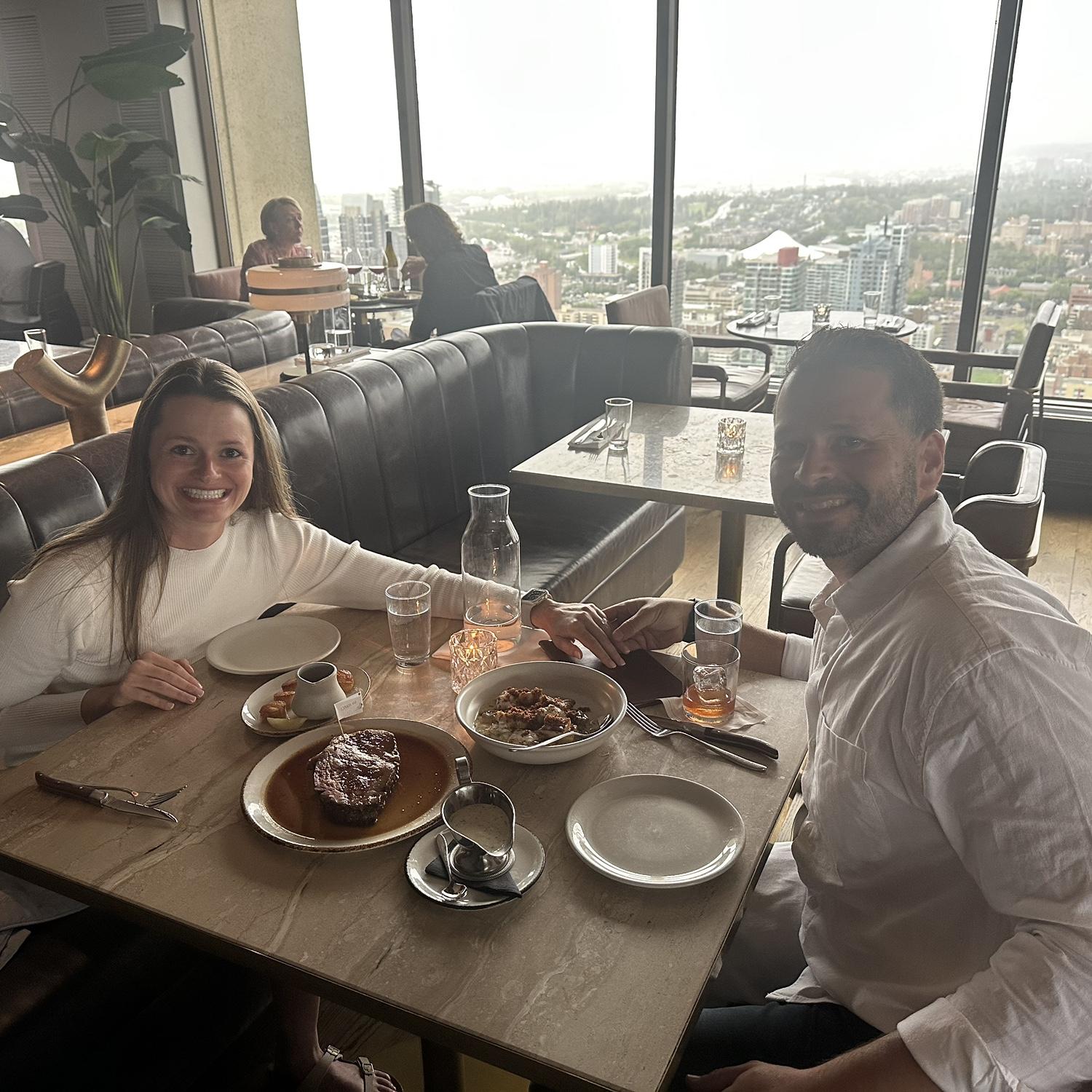 One of the best meals we have ever had with a city high rise view- Major Tom Bar in Calgary Canada- 2025