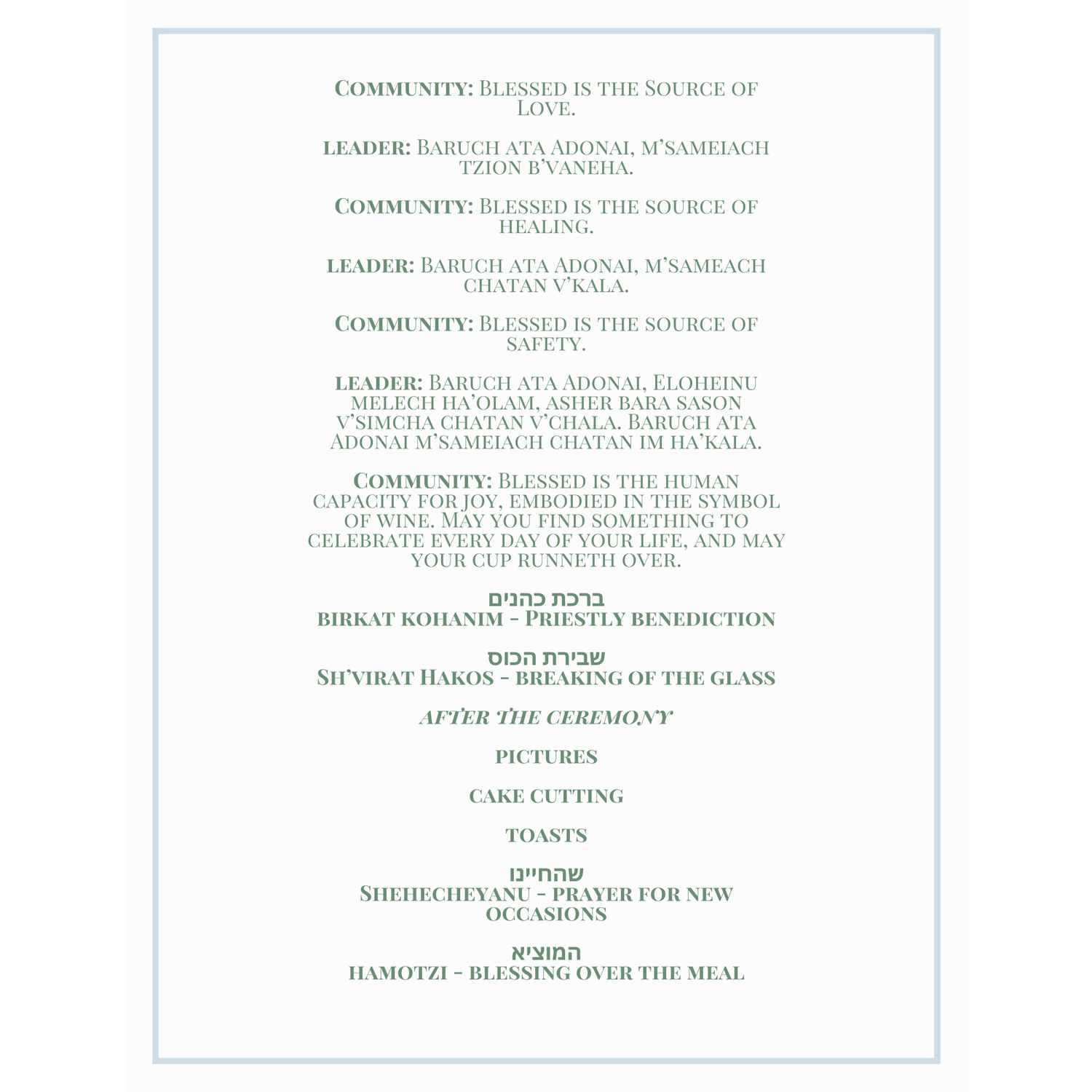 Our ceremony program (2/2)