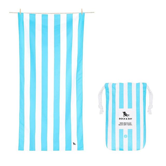 Dock & Bay Beach Towel - for Travel, Swimming, Camping, Holiday - Super Absorbent, Quick Dry, Sand Free - Compact, Lightweight - 100% Recycled Materials - Includes Bag