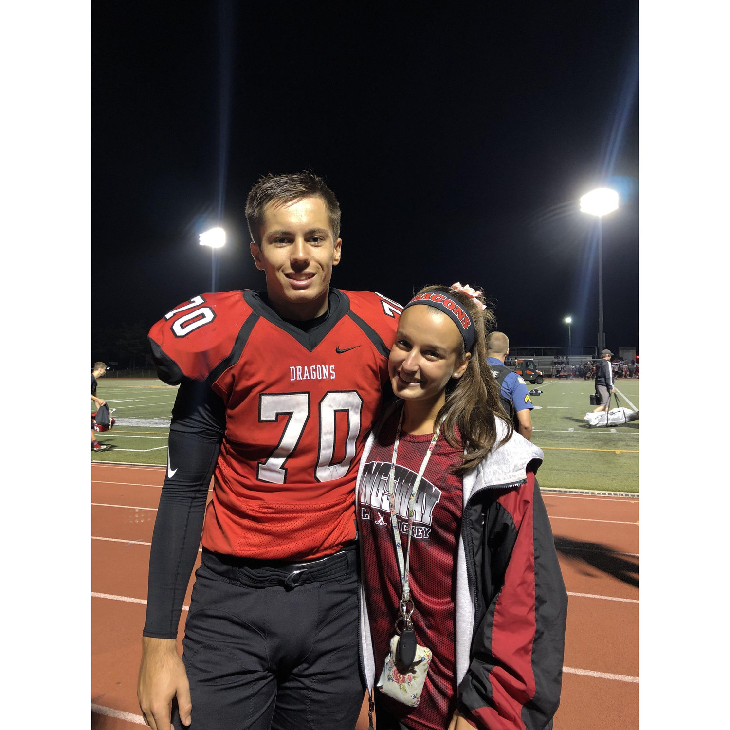 Supporting one another in their senior seasons of fall sports: football and field hockey, 2019