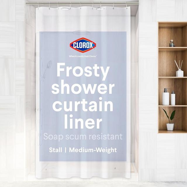 CLOROX Shower Curtain Liner, Premium Medium-Weight Durable Waterproof 6g PEVA for Bathroom with Weighted Magnets, Extra Long 54" x 78", Frosty 1 Pack