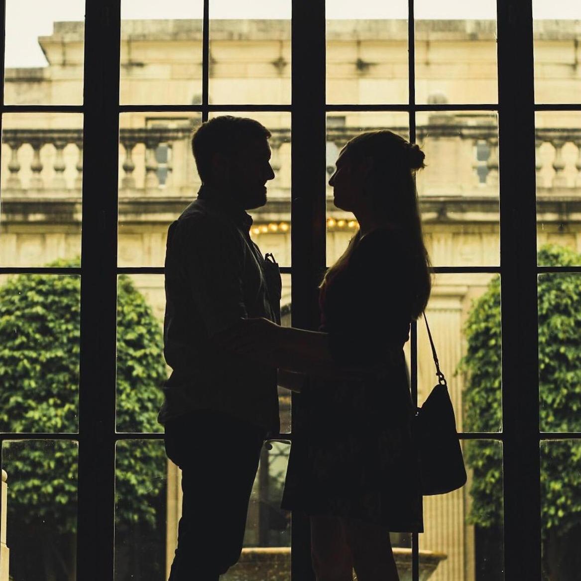 Our first ever photo as a couple! Taken by happenstance at the Freer Sackler by Demetric Blyther, who also did our engagement photos. It was date 5 so we were both thinking, "Hope this works out!"