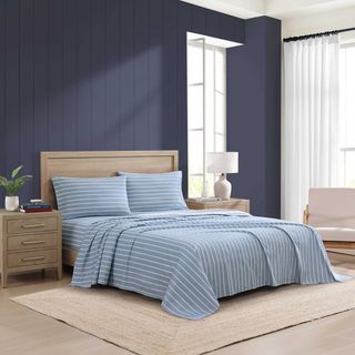 Effortless Stripe Cotton Percale 4-Piece Sheet Set
