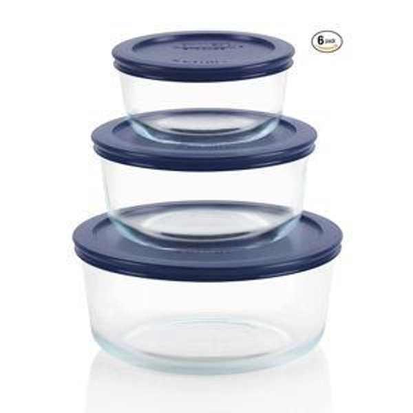 Pyrex Simply Store (3-Pack) Glass Food Storage Containers Set, (2, 4 & 7 Cup) Meal Prep Containers With Plastic BPA-Free Lids, Dishwasher & Microwave Safe