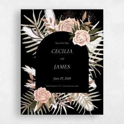Black Wedding Save the Date - Segovia Portrait