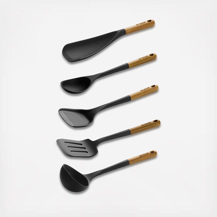 Staub, Silicone 5-Piece Cooking Utensil Set with Wood Handle | Zola