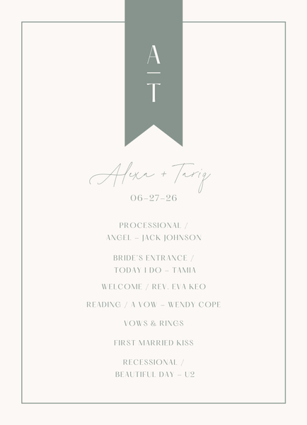 Raven | Deep Sage | Zola Wedding Programs