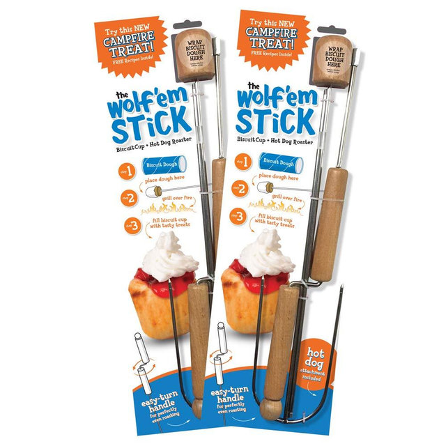 Wolf'em Marshmallow Roasting Stick - Multiple Cooking Attachments - Campfire Pie, S'more, and Hot Dog BBQ Roaster | Easy Spin Handles…