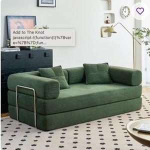 Convertible Sleeper Sofa Bed With 2 Pillows, Corduroy Folding Mattress Couch Removable And Washable Sofa , Compression Sofa Lounge Couch For Living Room Small Spaces - Green, 27.9" H x 81.6" W x 40.8" D