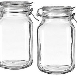 Bormioli Rocco Fido Clear Glass Jar with 85 mm Gasket, 1.5 Liter (Pack of 2)