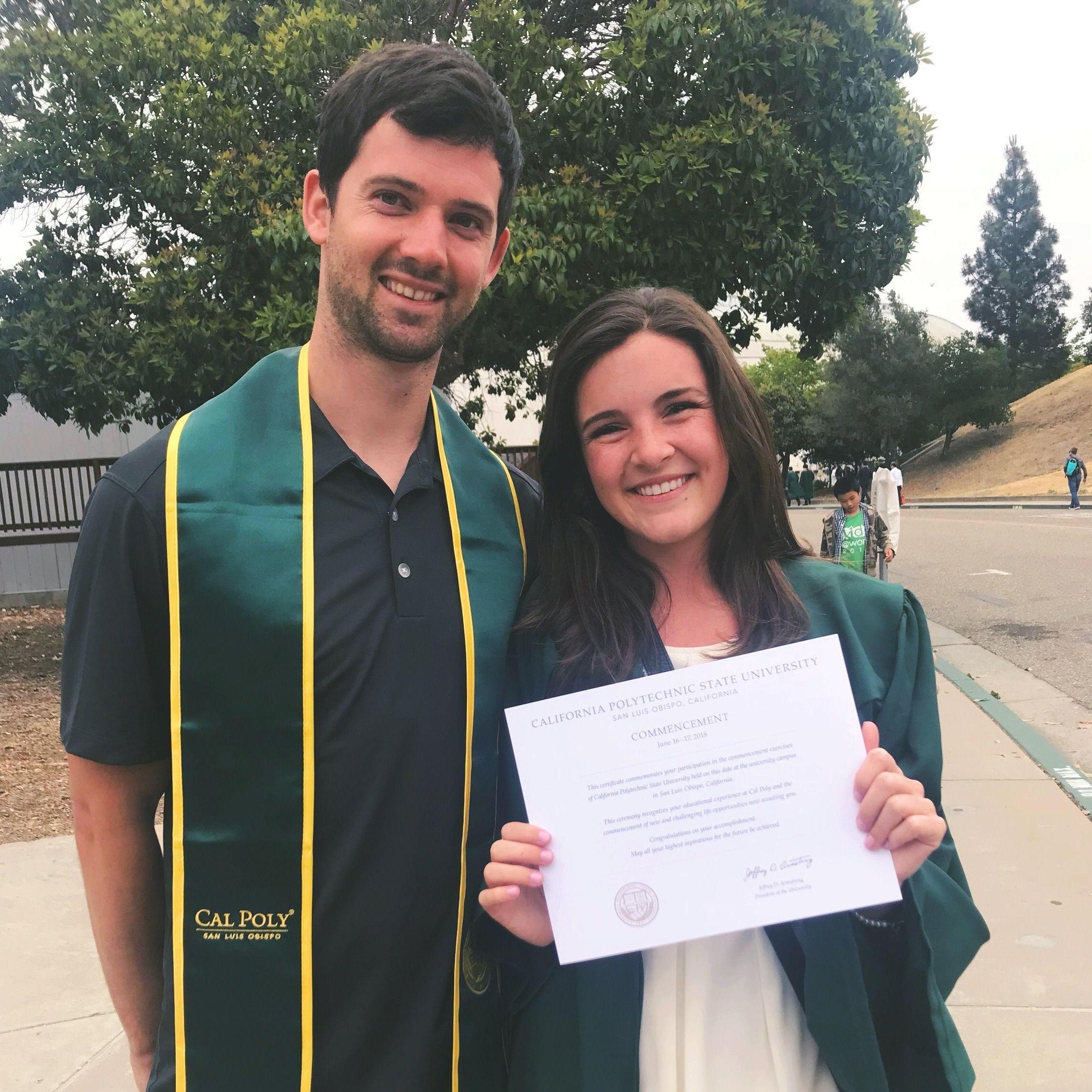 Cal Poly is near and dear to our hearts. Ryan graduated in 2017 and Kylie follow in 2018.