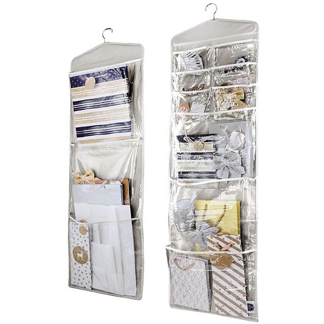 Regal Bazaar Large Double-Sided Hanging Gift Bag Organizer and Tissue Paper Holder (Grey)
