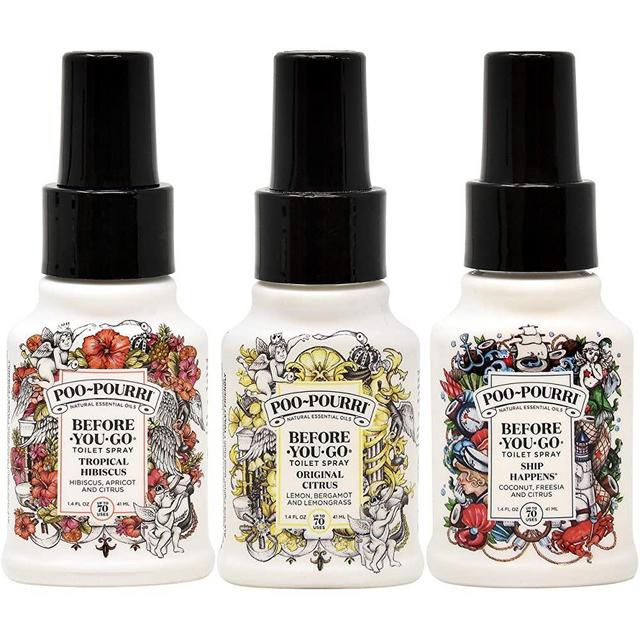 Poo-Pourri Before You Go Toilet Spray Original Citrus, Tropical Hibiscus and Ship Happens 1.4 Ounce Bottles