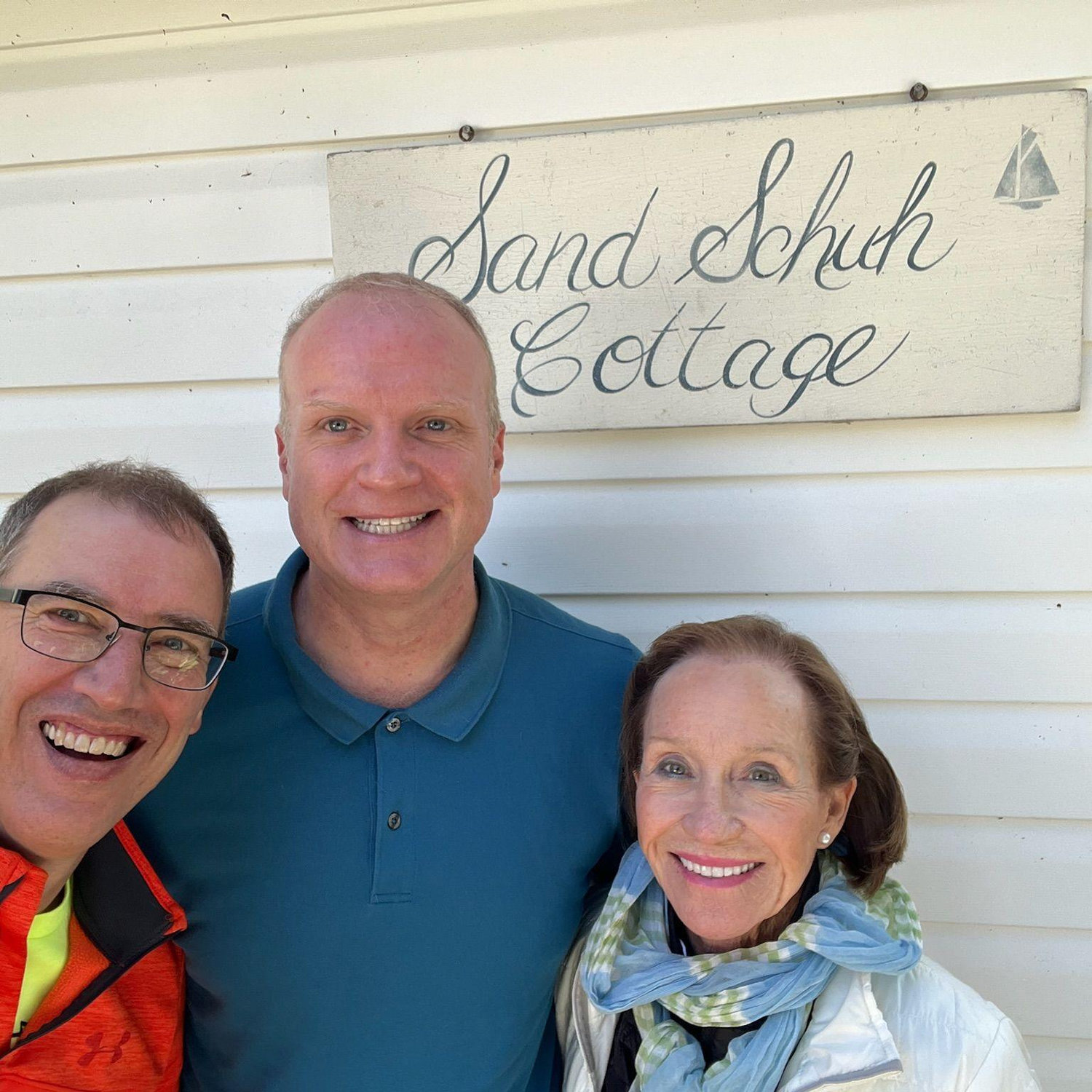 At the Schuh family cottage in Canada with Brian's mother.